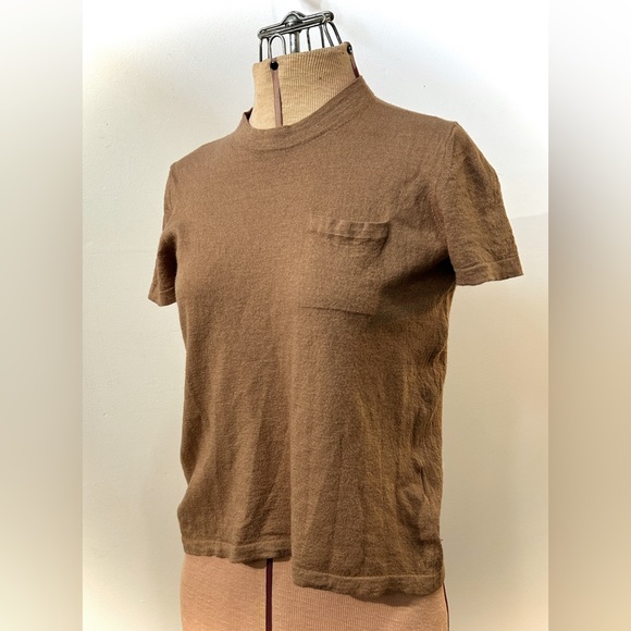 Alexander Wang - Tan Knit Wool Short Sleeve Sweater Tee Size Small